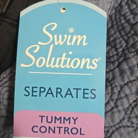 Swim Solutions Black Tummy Control High Waist Swim Bottoms Size 16 NWT - Picture 3 of 5